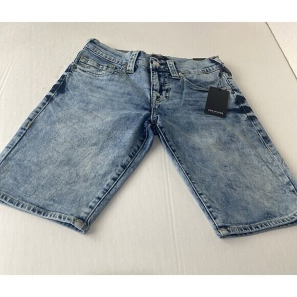True Religion Men's Ricky Relaxed Straight Jeans Shorts  Sz 32 Blue  107220R New - Picture 1 of 15